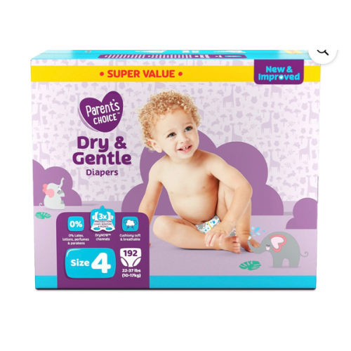 Parent's Choice Dry & Gentle Diapers Size 4, 192 Count (Select for More Options) HSA/FSA Eligible - Walmart.com