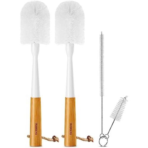 SUBEKYU Bottle Brush, Baby Bottle Brush with Nipple and Straw Cleaner Set for Cleaning Water Bottle, 4P