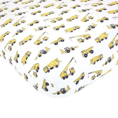 Hudson Baby Infant Boy Cotton Fitted Crib Sheet, Construction, One Size