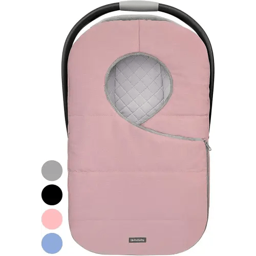 liuliuby Winter Carseat Covers Baby Girl | Infant Car Seat Cover Baby | Doona Accessories | Warm & Thick Fleece Canopy for Infant & New Born Cold Weather (Pink)