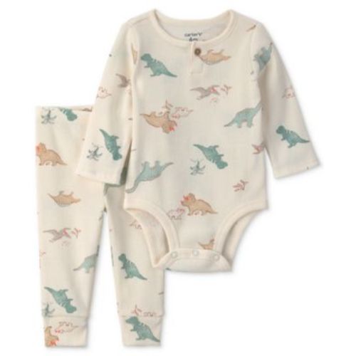 Baby Boys' Dinosaur Long-Sleeve Bodysuit and Pant, 2-Piece Set