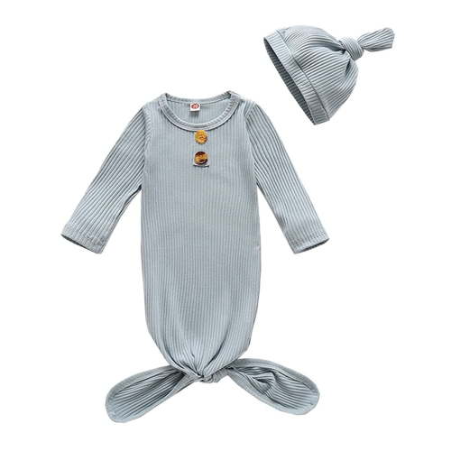 ENFLASH Cotton Swaddle Sleep Sacks for Newborn Baby Blanket Wrap with Hat,Boy Girl Knotted Sleeping Bag