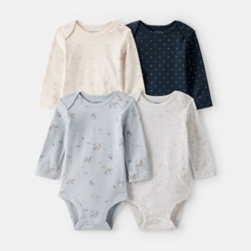 Carter's Baby Girls Round Neck Long Sleeve Rib 4-pc. Bodysuit
