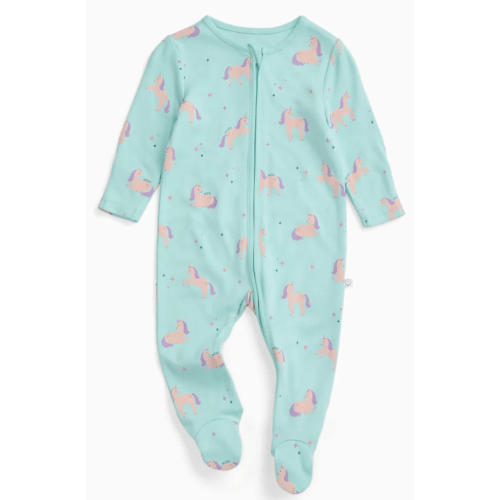 Unicorn Dreams Clever Zip Baby Pajamas Blue / Newborn