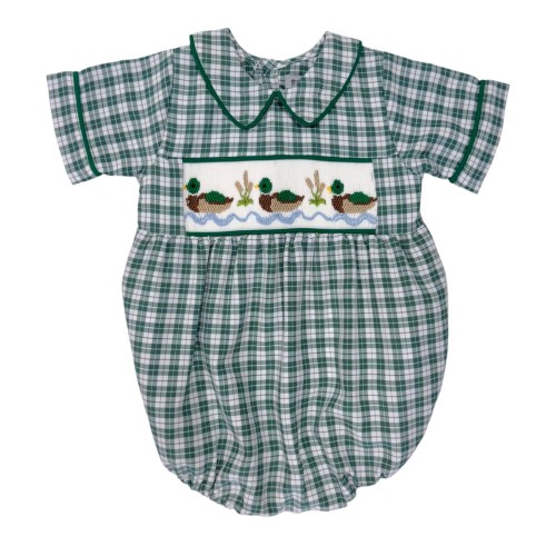 Sweet Dreams Green & Blue Smocked Mallard Bubble - Ruffle Me This