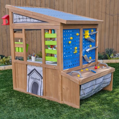 Hobby Workshop Wooden Crafting Playhouse With Garage Door