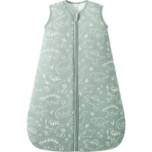 Baby Sleep Sack 12-18 Months, 2.5 TOG Cotton Winter Baby Wearable Blanket with 2-Way Zipper, Warm Soft Sleeping Bag for Toddler Boy Girl, Large Dinosaur