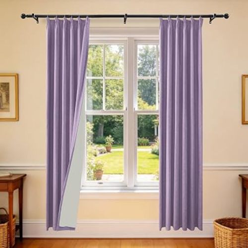 Etherealveil 100% Blackout Pinch Pleated Linen Curtains 2 Panels 40“x90”