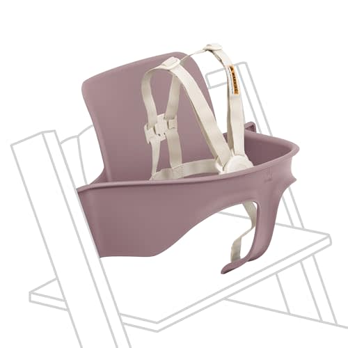 Stokke Tripp Trapp Baby Set, Ages 6-36 Months, Heather Mauve | From Chair to High Chair in One Simple Step, for Babies and Toddlers, Ergonomic Support, Adjustable 5-Point Harness, Buckle