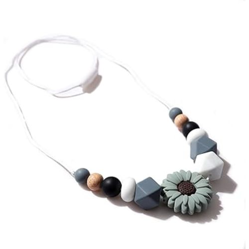 Silicone Breastfeeding Necklace - Silicone Jewelry For New Mothers, Emotional Calming Nursing Newborn Sensory Fidget Necklace, Bohemian Daisy Decoration.
