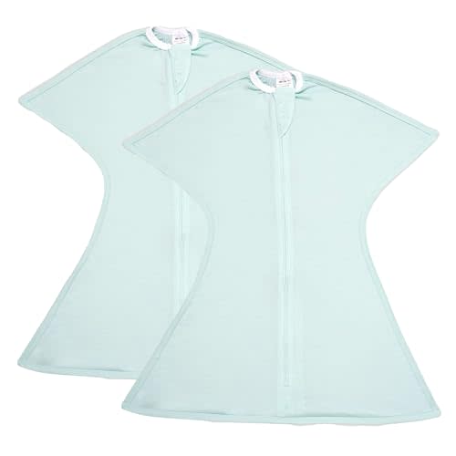 SleepingBaby Zipadee-Zip Transition Swaddle - Cozy Baby Swaddle Blanket with Zipper Convenience - Roomy Wearable Blanket for Easy Diaper Changes - Classic Mint, Small (4-8 Month) - 2 Pack