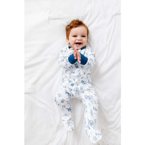 David & Goliath Blue PJ Footed Onesie Cotton – Holy Pals