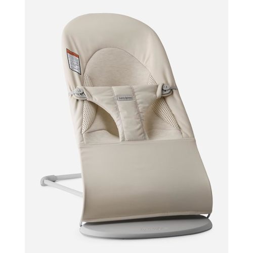 BabyBjörn Bouncer Balance Soft, Light Beige, Woven/Jersey, Tri-Fabric | 2-in-1 Adjustable Baby Bouncer Seat and Toddler Chair, Newborn to Toddler (8-29 lbs), 4 Positions, Lightweight & Portable
