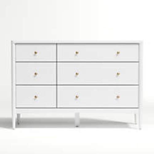 Hampshire 50" White Wood 6-Drawer Kids Dresser