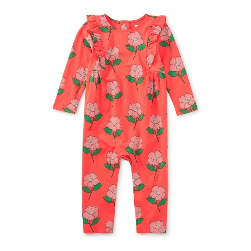 Ruffle Shoulder Baby Romper, 0-3M