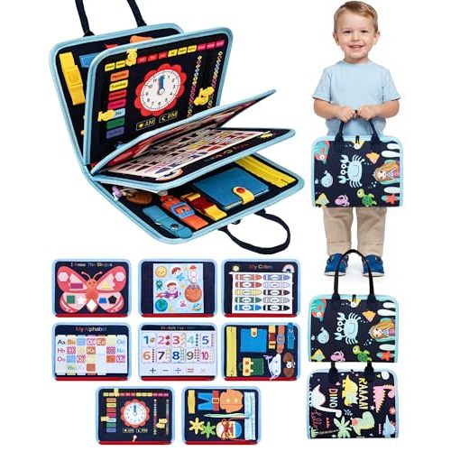 Busy Board for 1 Year Old, Busy Book for Toddlers 1-3, Montessori Toys for 1 Year Old, Educational Sensory Activities, Learning Toy Fine Motor Skills, Travel Toy for Toddler, Boy Birthday Gifts