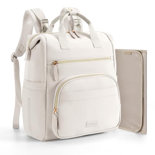 mommore Neoprene Diaper Bag Backpack Small Lightweight Baby Diaper Bags Water Resistant Diaper Backpack for Boys Girls Newborn with Changing Pad, Stroller Straps