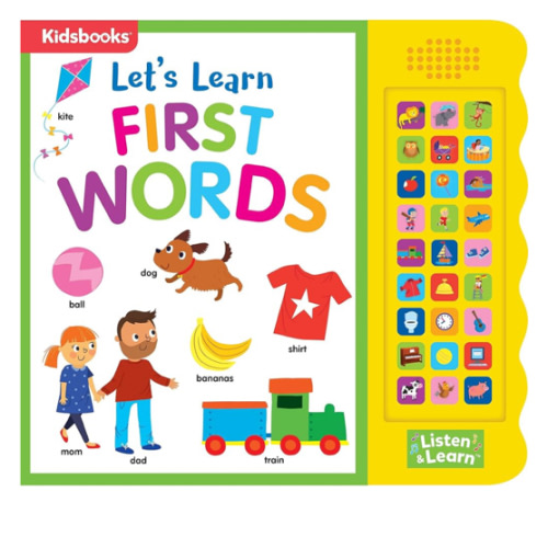 Let’s Learn First Words – Interactive 27-Button Sound Book for Babies & Toddlers with Adorable Art and Real-World Sounds