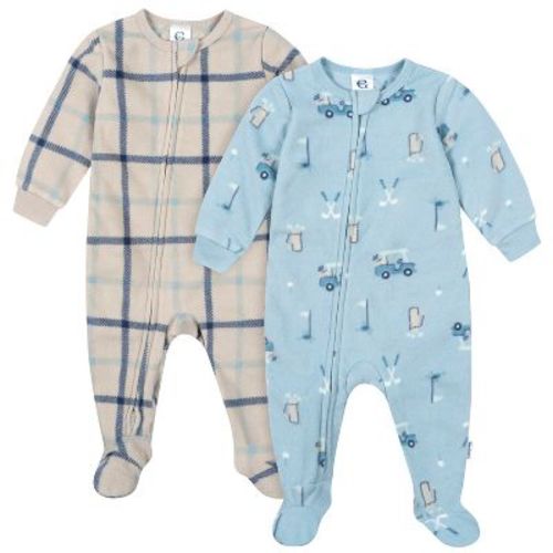 Gerber Baby Boys' 2-Pack Footed Fleece Pajamas, Golf, 0-3 Months