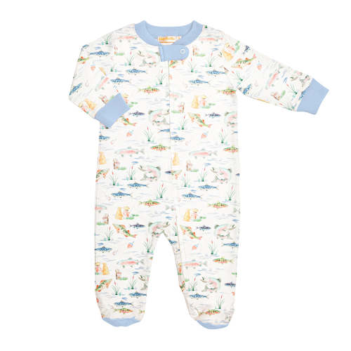 Baby Boy Fishing Pima Zipper Footie | Soft Newborn Sleeper with Feet – Madison-Drake Children's Boutique