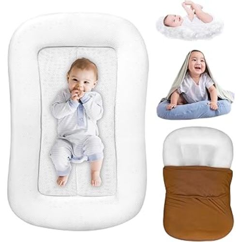 Jeeeun Baby Lounger - Baby Lounger for Newborn, 0-24 Months Newborn Babies Essentials Gifts (Brown,95x55cm/37.4x21.6in)