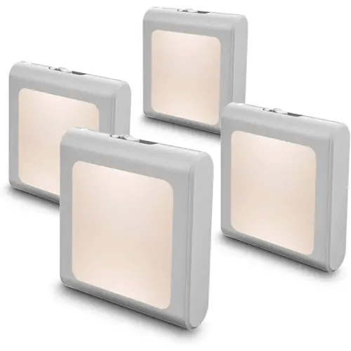 MAZ-TEK Plug in Dimmable Led Night Light with Auto Dusk to Dawn Sensor, Soft Warm White Nightlights for Hallway,Bedroom, Kids Room, Kitchen, Stairway, 4 Pack