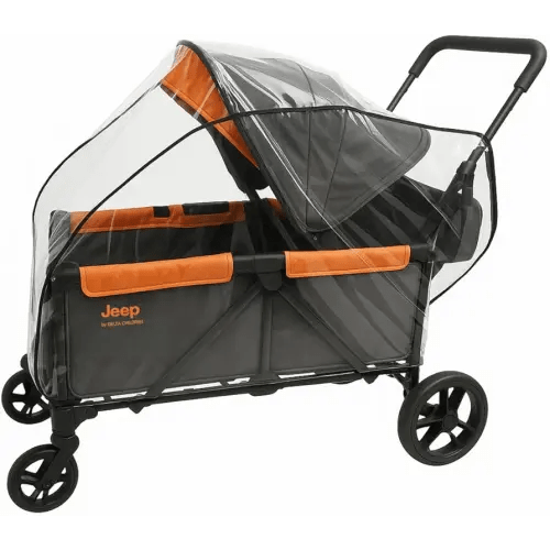SASHA'S Rain and Wind Cover for Jeep Sport All-Terrain Stroller Wagon, Clear Design, Ventilation Holes, Maximum Coverage Made in USA (Stroller not Included)