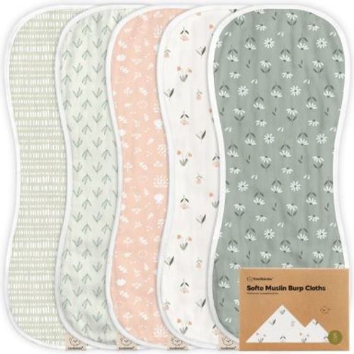 KeaBabies 5pk Organic Softe Muslin Burp Cloths for Baby Girls and Boys, Large Absorbent Burping Cloths for Babies, Baby Burp Clothes (Fleur)