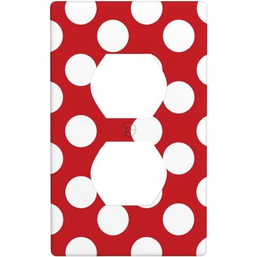 Red And White Polka Dot 1-Gang Outlet Covers Duplex Outlet Wall Plate Cover Decorative Electrical Wall Plate Receptacle Switchplate Decorate Plug Cover For Bedroom