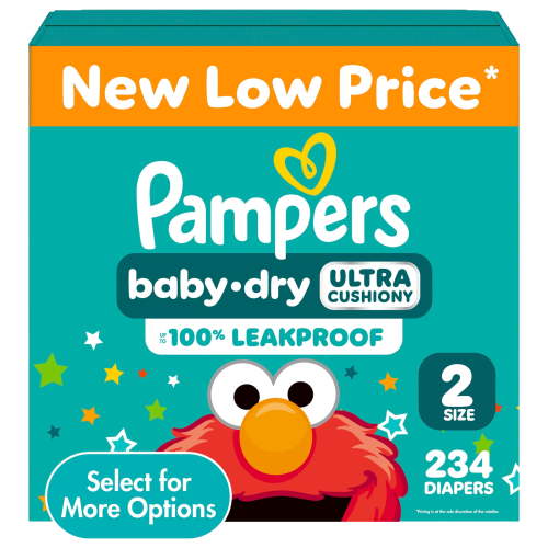 Pampers, Baby Dry Baby Diapers, Size 2, 234 Count Sesame Street
