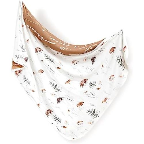 GRSSDER Baby Blankets Super Soft Stretchy Jersey Knit Swaddle Blanket for Baby Girls and Boys, Double Layer Reversible Receiving Blankets 34 x 44, Extra Large for Swaddling