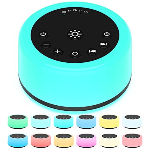 Soother Sleep Sound Machine Night Light White Noise Machine with 30 Soothing Sounds & 12 Color Night Lights for Baby Kids Adults Brown Noise Machine with Timer & Continuous Play for Home Travel Office
