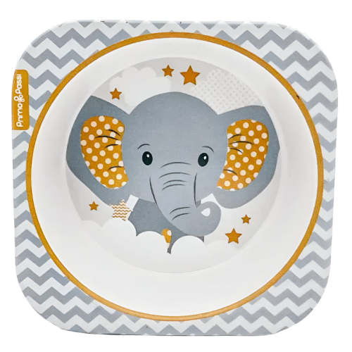 Primo Passi - Bamboo Fiber Kids Square Bowl, Little Elephant