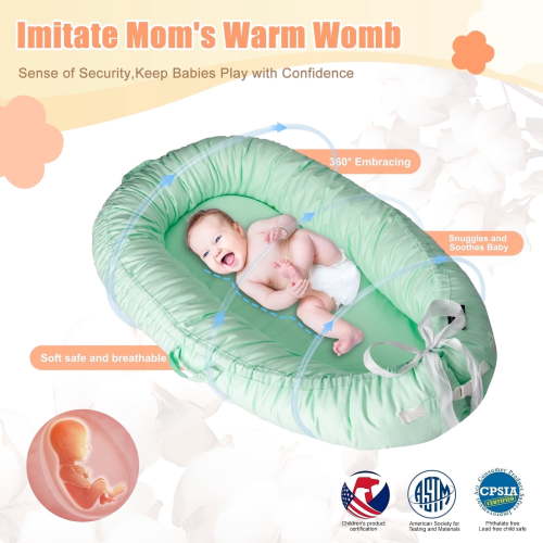 Baby Lounger Infant Support Cushion, Portable Multi-Use Breathable Soft Cotton Mat, Safe Support Pad for Tummy Time, Diaper Changes & Playtime - For Supervised Awake Use Only