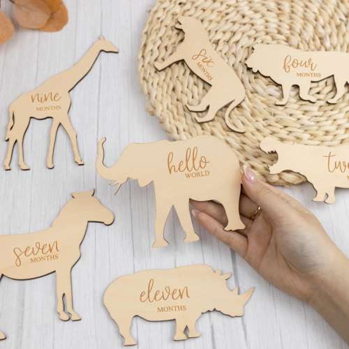 Monthly Milestone Marker Animal Theme, Safari Animal Baby Milestone Set, Safari Animals For Baby Photos, Baby Milestone Cards, Hello World