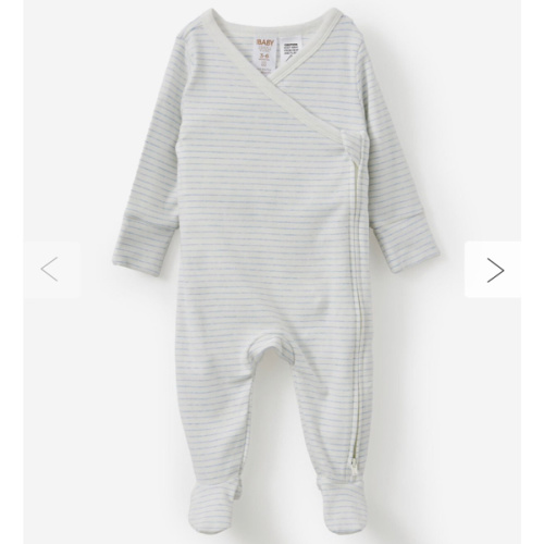 Baby Beige Organic Cross Over Zip Romper | Cotton On Kids Australia