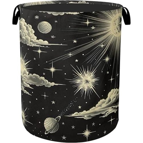 Gothic Sun Cloud Laundry Basket with Handles - Extra Large Foldable Hamper for Bathroom/Laundry/Bedroom/Dorm, Washable Fabric Storage Bin