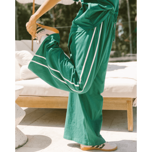 Essentials Pants | Emerald & White
