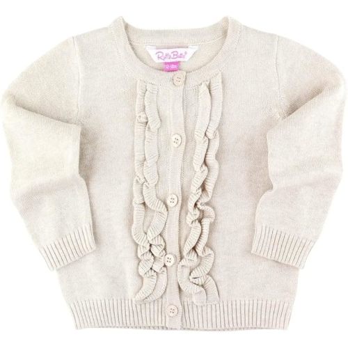RuffleButts® Baby/Toddler Girls Ruffled Long Sleeve Cardigan Button-Up Sweater