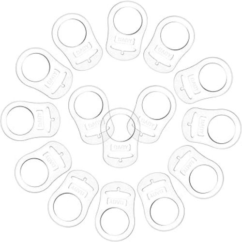Patelai 15 Pieces Soft Silicone Baby Pacifier Clips Holders Silicone Adapter Rings Holder Baby Nipple Rings Dummy Nipple Holder for Pacifiers(Transparent)
