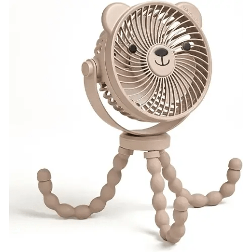 Itzy Ritzy Baby Stroller Fan, Rechargeable Fan with Wraparound Legs (Bear) | 360° Swivel, Flexible Wraparound Legs Attach to Strollers & Car Seats, USB Rechargeable with 3 Speeds for Cooling On the Go
