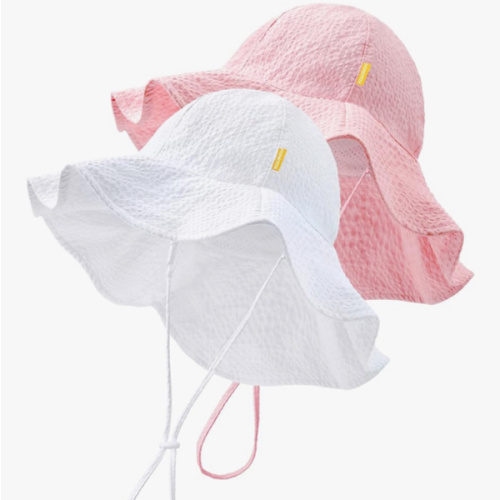 HONGTEYA Baby Sun Hat Toddler Girl Beach Hat Sun Protection Adjustable Outdoor Summer Wide Brim Bucket Hat for Infant Kids