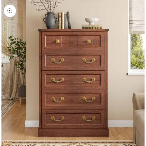 Farmhouse Tall 5 Drawers Dresser for Bedroom Oak Brown | Aogllati – AOGLLATI