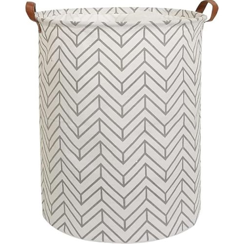 CLOCOR Large Round Storage Bin,Collapsible Storage Baskets, Dirty Laundry Hamper Baskets for Baby Boys and Girls, Office, Bedroom, Toys Nursery Kids Clothes Gift Basket (Grey geometry)