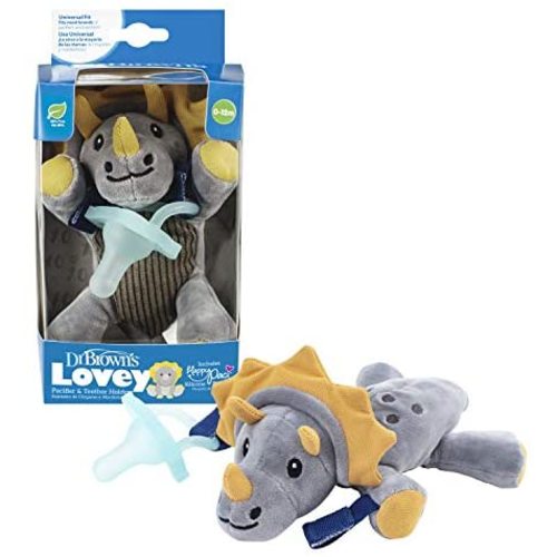 Dr. Brown's Lovey Pacifier and Teether Holder, Triceratops with Teal, 0 Months+