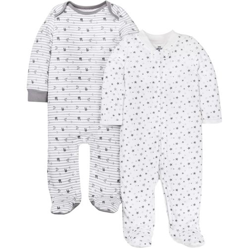 9 month - Lamaze Baby Super Combed Natural Cotton Sleep N Play, Zipper and Snap Closure Footed Sleepwear, 2 Pk