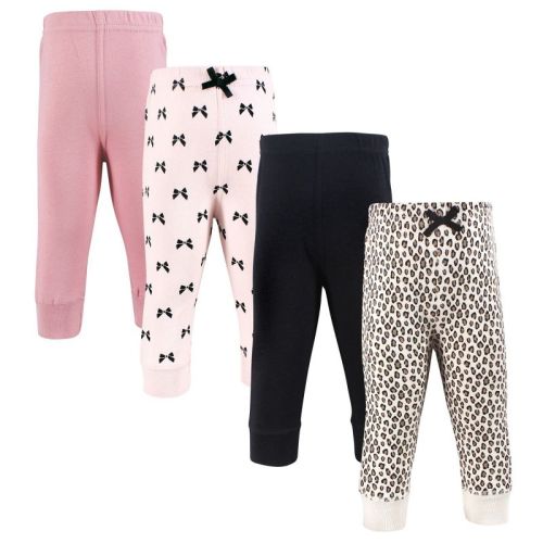 Hudson Baby Girls Cotton Pants and Leggings, Leopard Bows, 3-6 Months