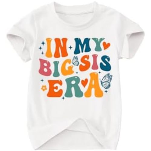 Toddler Big Sister Tee in My Big Sis Era Graphic T-Shirt Big Sis Announcement Crewneck Shirts Sibling Reveal Tops