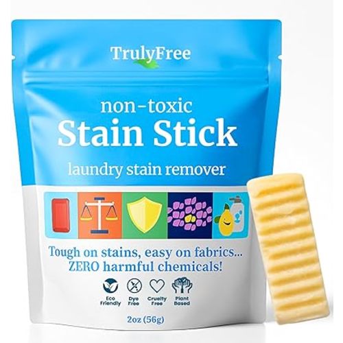 Truly Free Natural Stain Stick - Laundry Spot Remover for Clothes - Removes Food, Blood, Pet, Grass and More - Travel Size Stick - Made With Saponified Coconut and Olive Oils (56g)