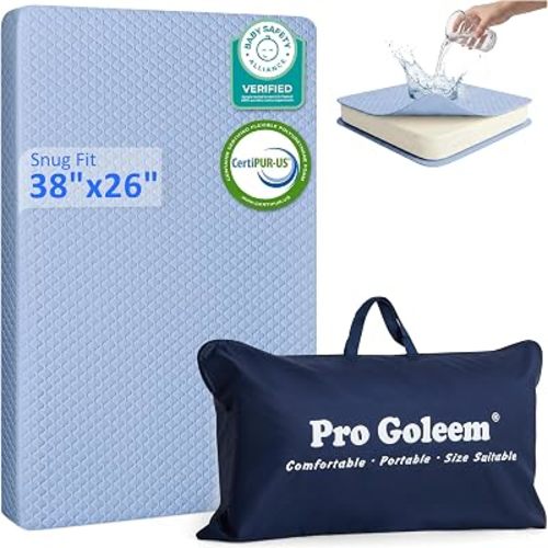 Pro Goleem Pack and Play Mattress 38"x26" for Babies Toddler Infant Blue